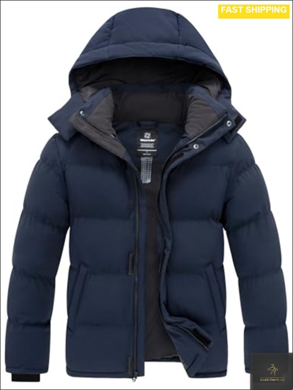Men's Puffer Jacket Waterproof Quilted Winter Coat Removable Hood Warm